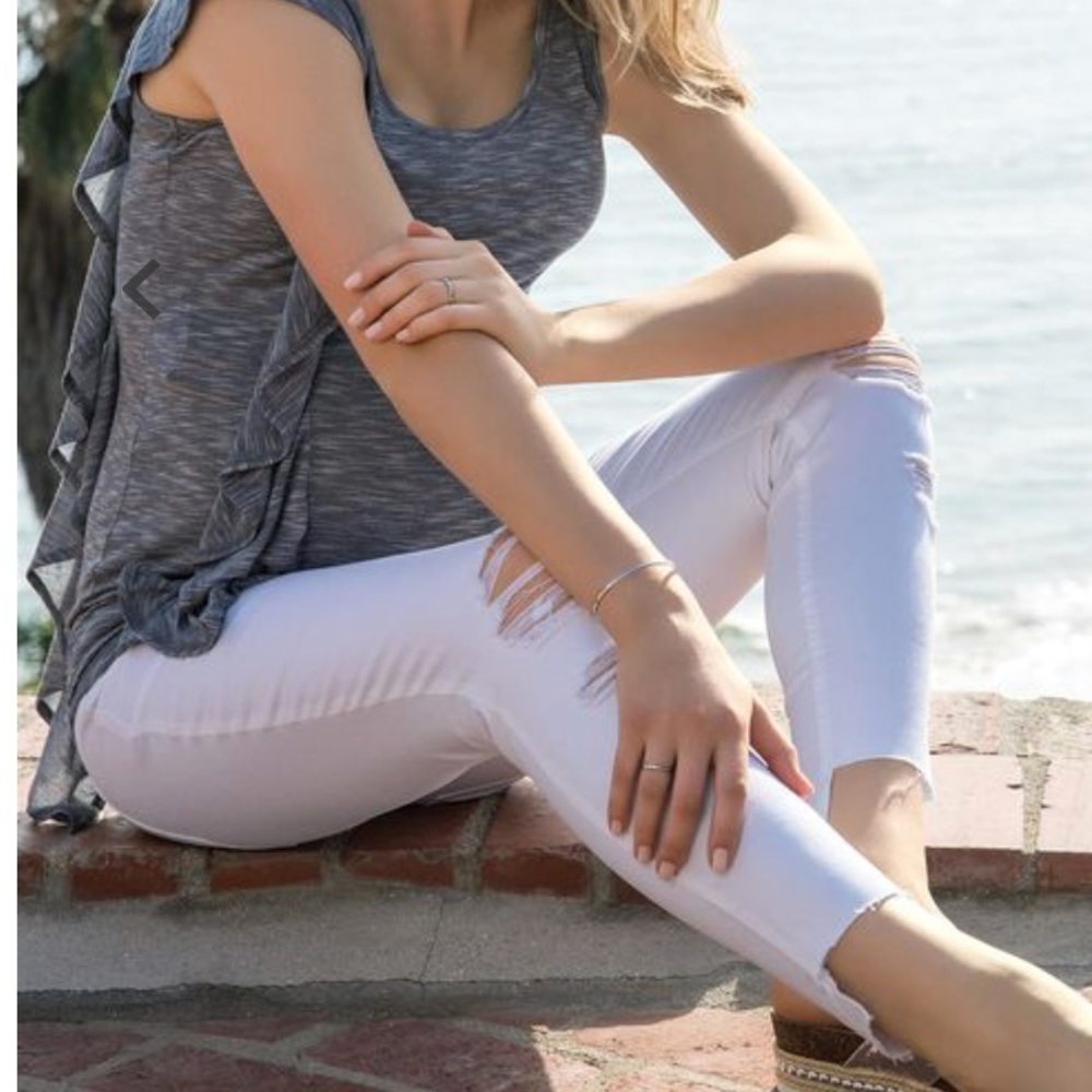 Side Panel Maternity Crop Raw Hem Distressed Jeans